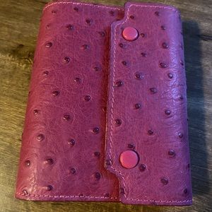 Handmade leather planner cover, Barbie Pink, A7/ Personal, tri-fold